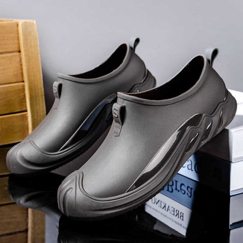 Gptsolvy New Men Rain Boots Non-slip Waterproof Short Rain Boots Fashionable Man Black Leisure Fishing Car Wash Kitchen Work Rubber Shoes