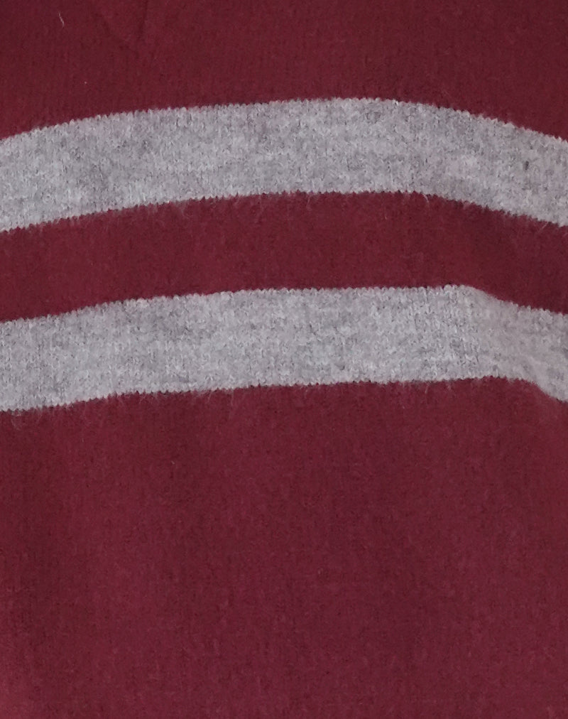 Guria Vest in Maroon Red with Grey Stripe