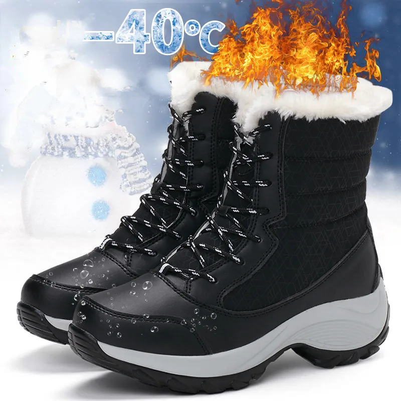 Cricsblue ugg Women Boots Waterproof Heels Boots For Winter Tren Platform Ankle Boots Keep Warm Snow Shoes Plush Outdoor Short