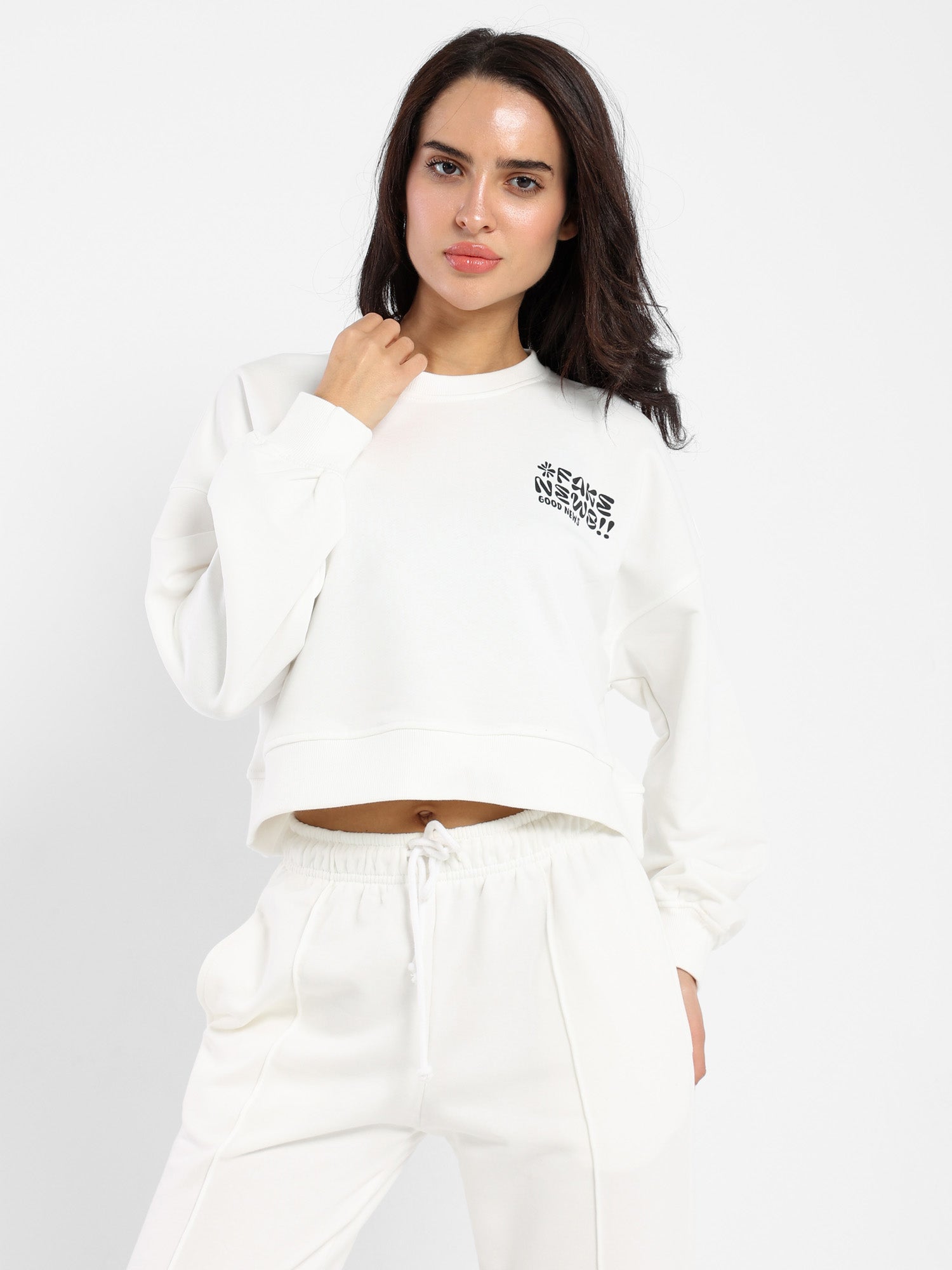 Cropped Sweatshirt with Place Print
