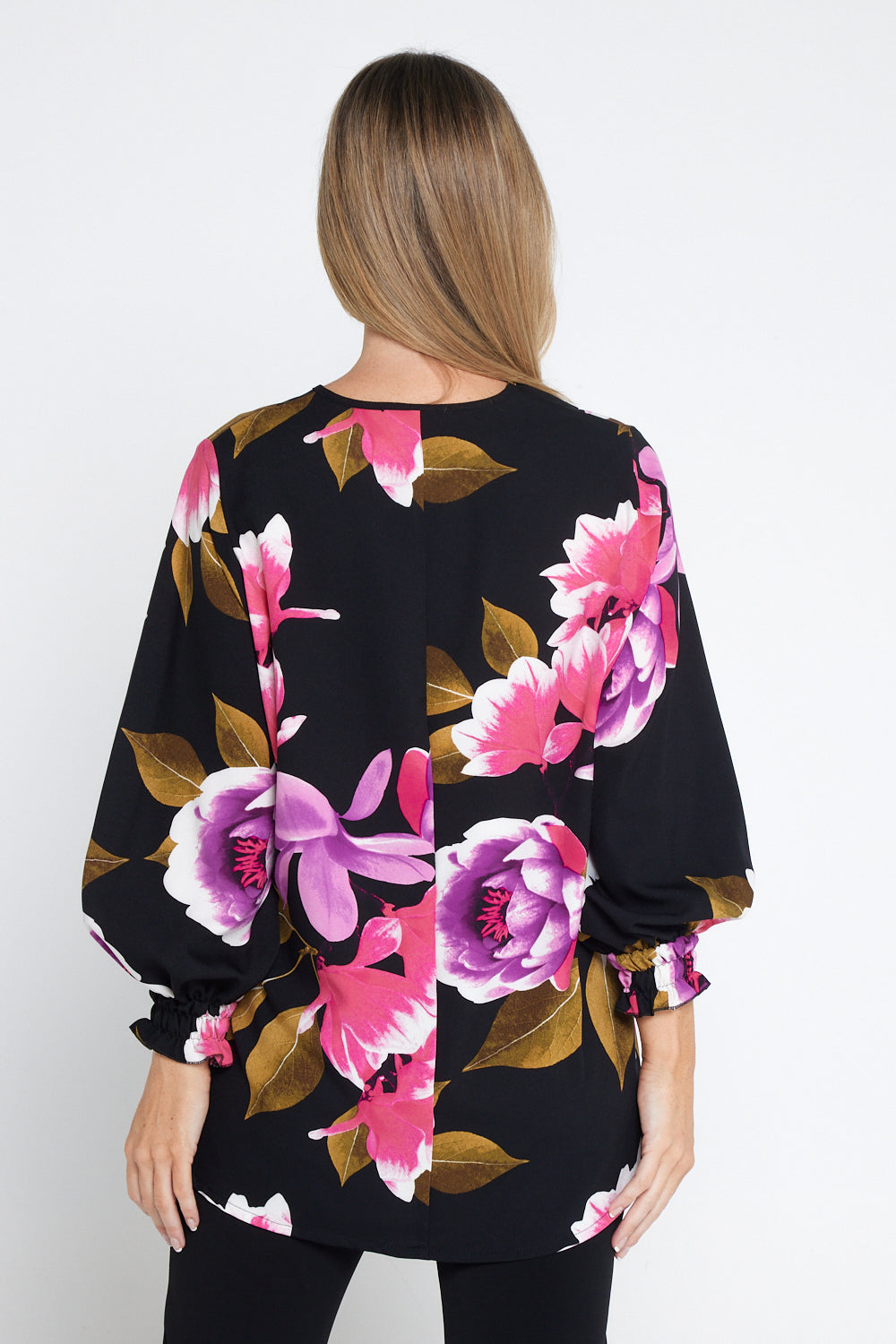 Mariah Top - Black/Pink Floral