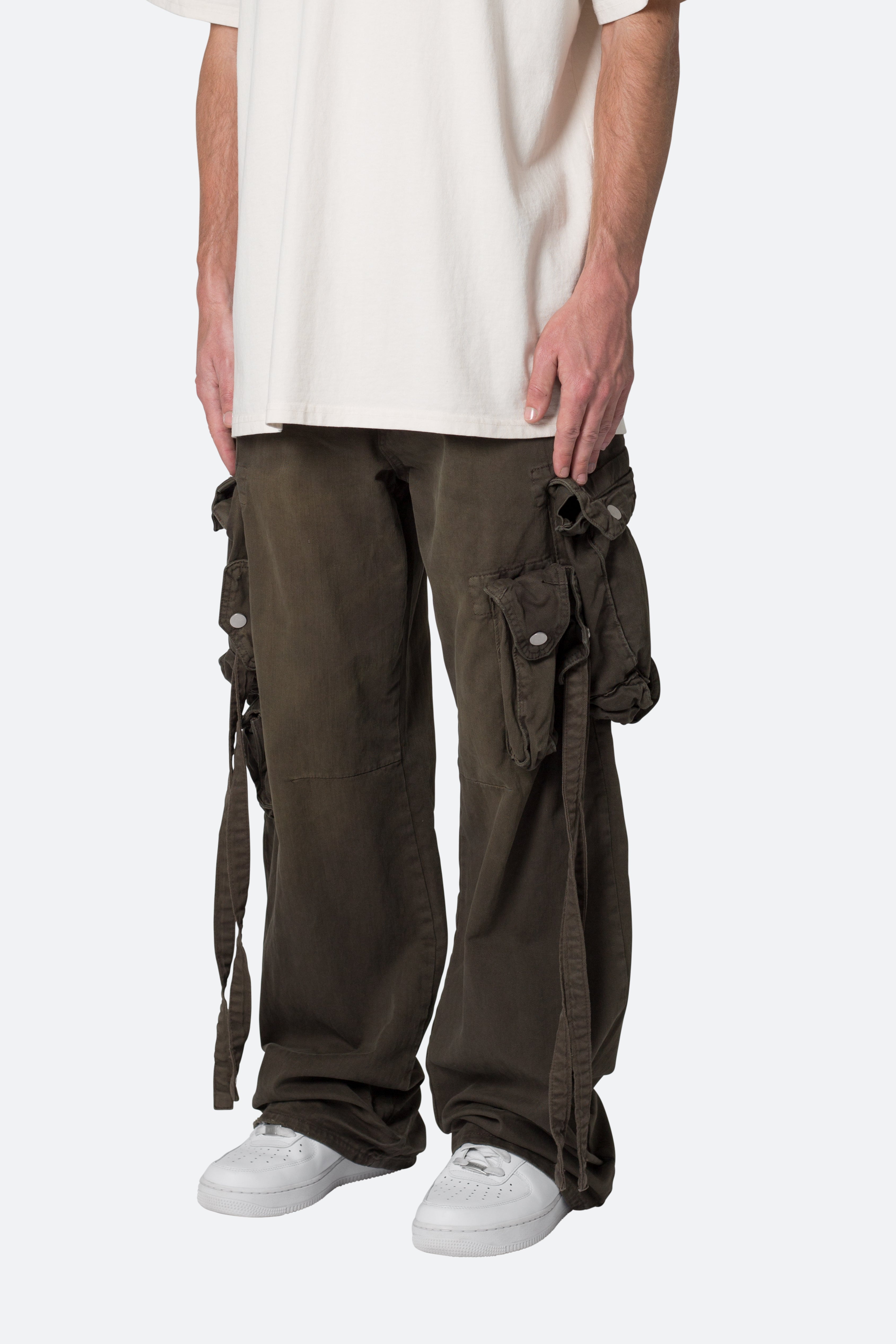 Strapped Multi Cargo Pants - Brown