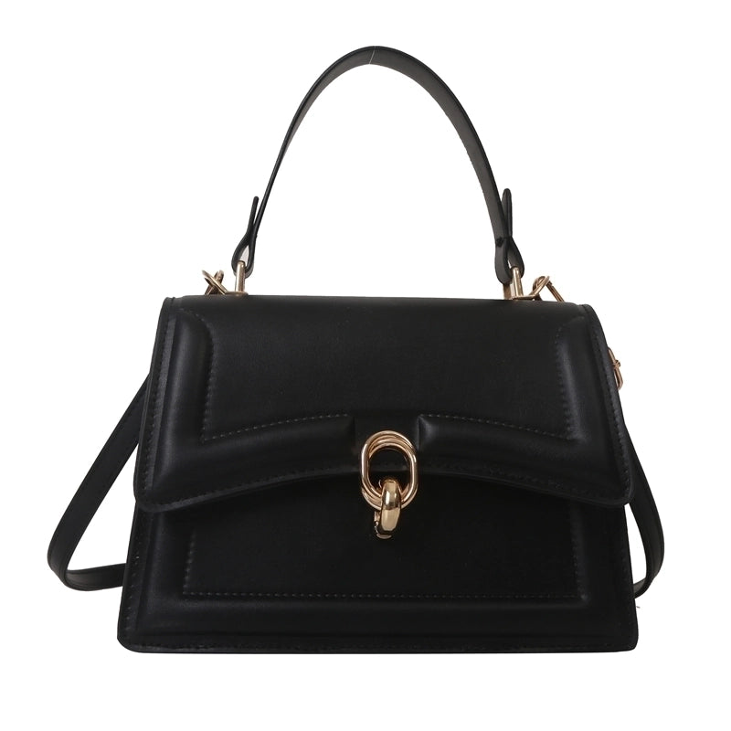 Women's Pu Leather Solid Color Streetwear Square Flip Cover Handbag