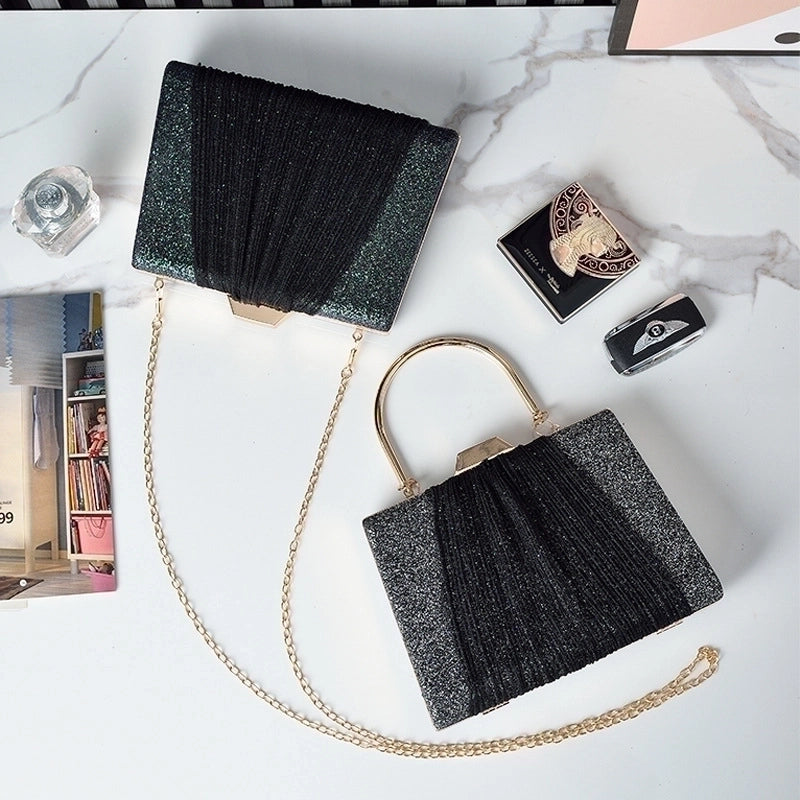 Purple Green Pu Leather Color Block Square Evening Bags