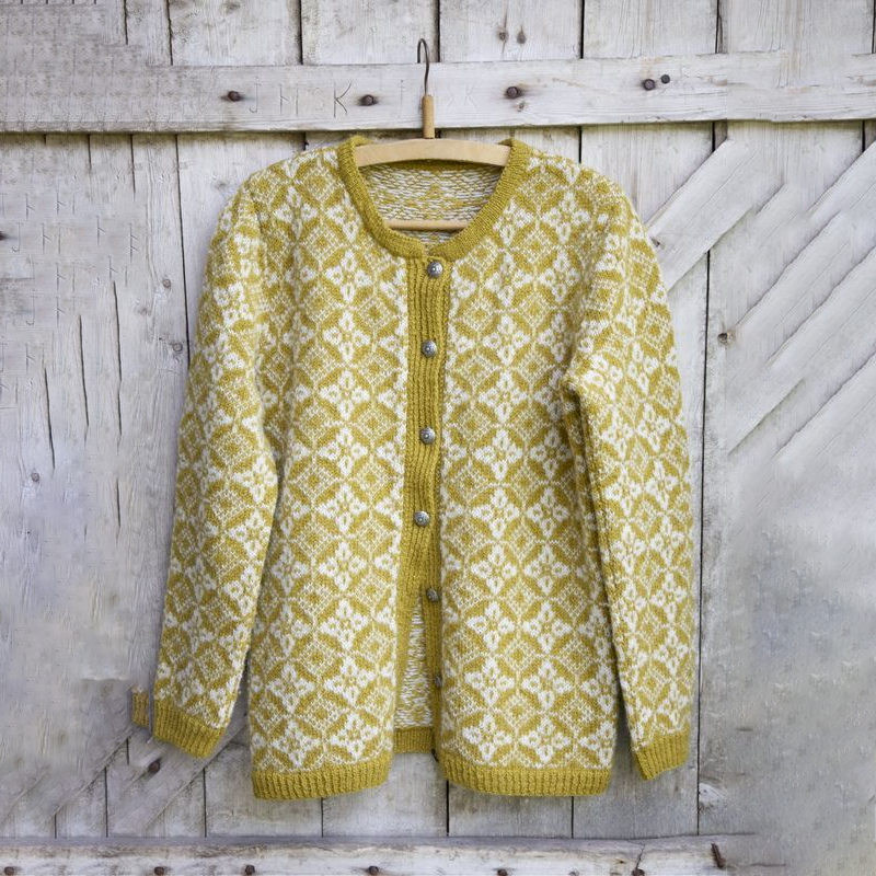 Vintage Icelandic Yellow Knit Jacquard Warmth CardiganUnisex