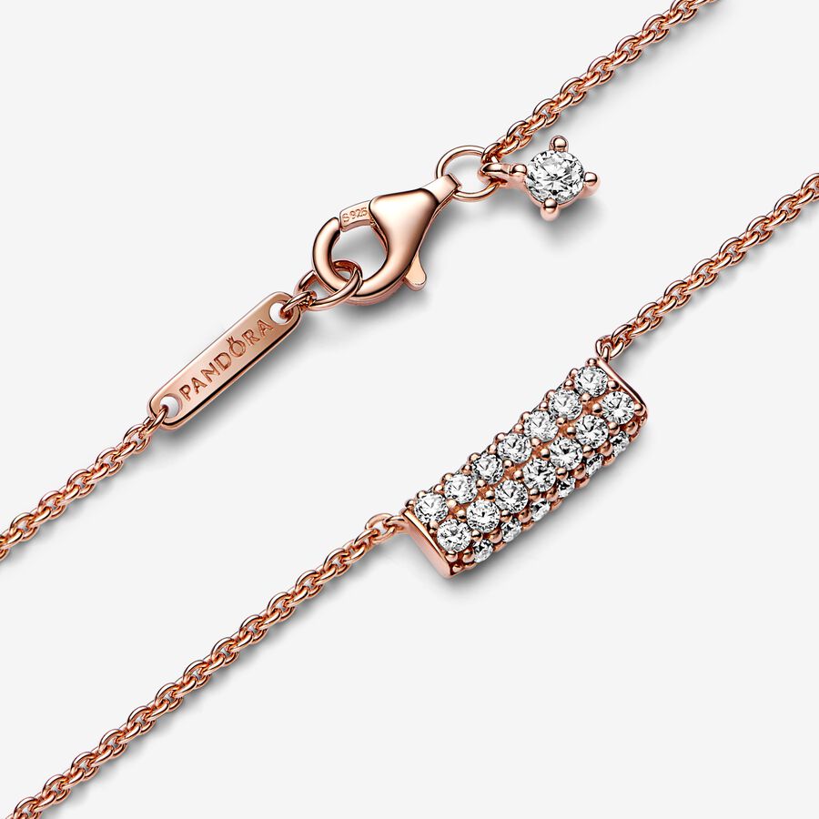 Pandora Timeless Pavé Double-row Bar Collier Necklace