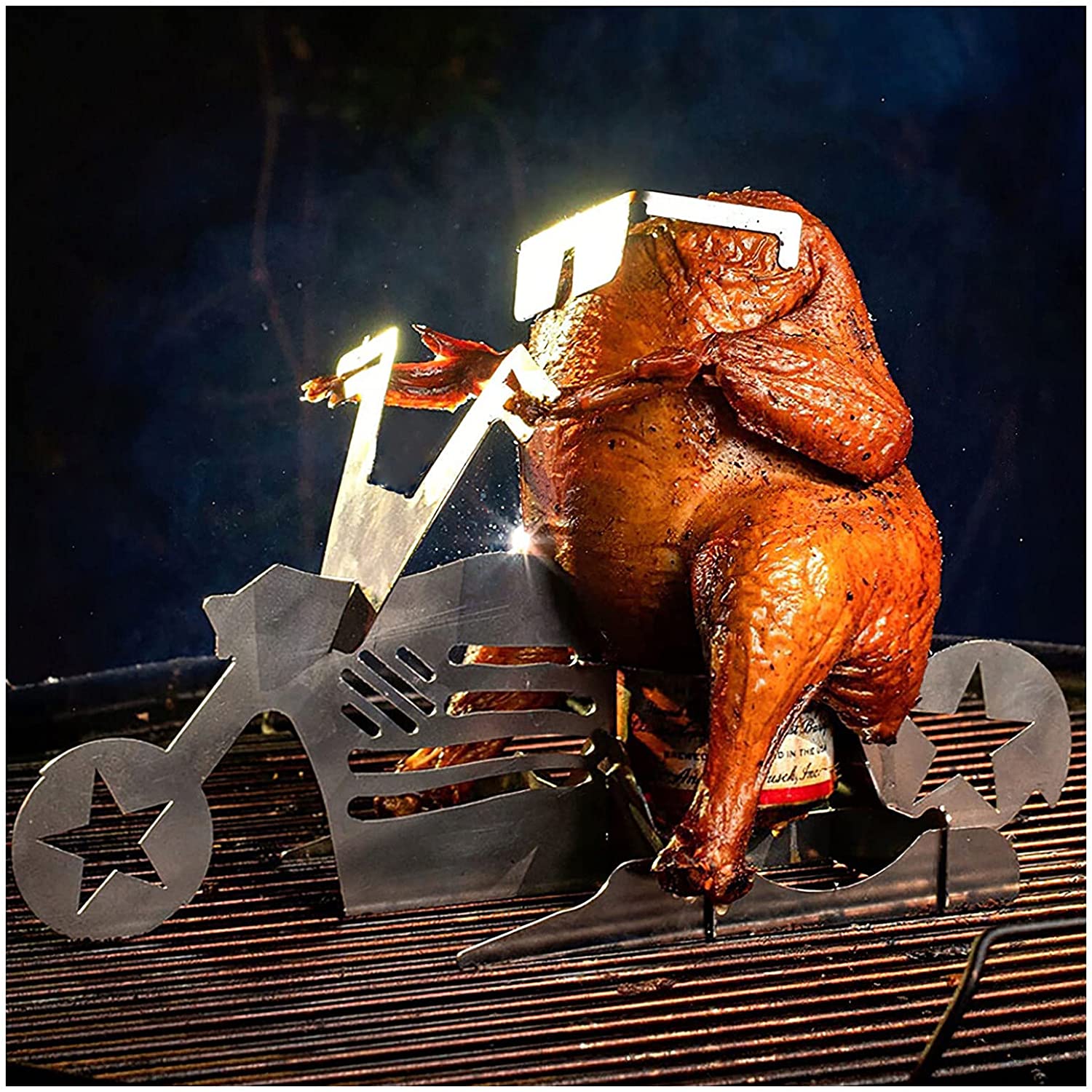 Portable Chicken Stand Beer Motorcycle BBQ