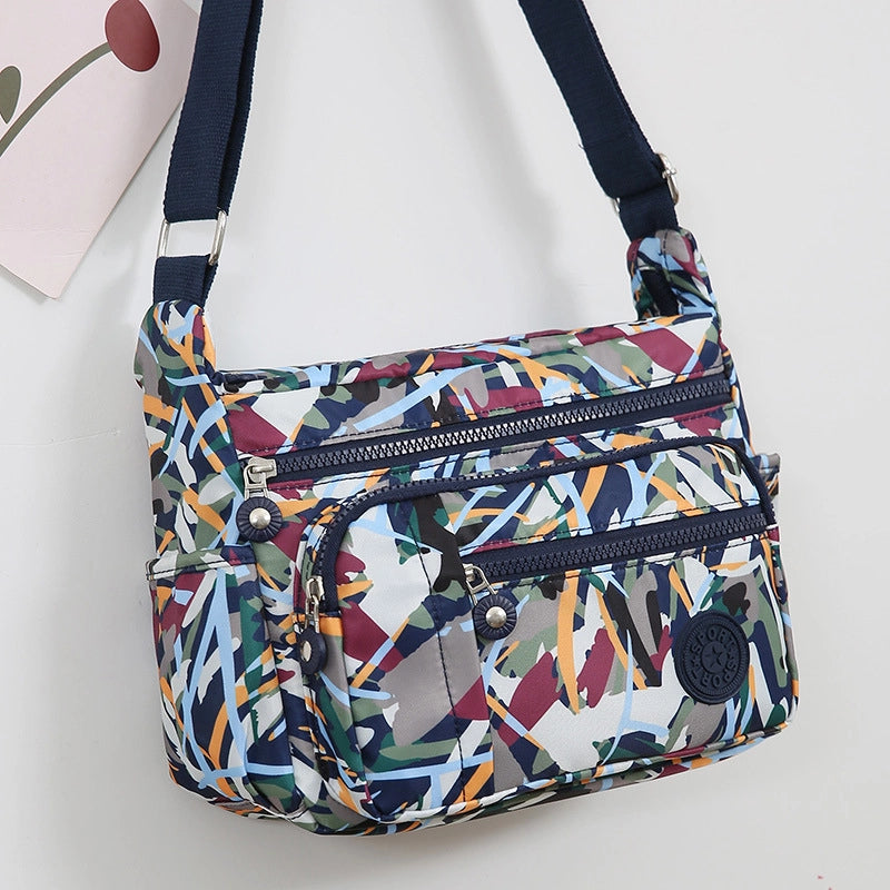 Women's Oxford Cloth Printing Vintage Style Square Zipper Crossbody Bag
