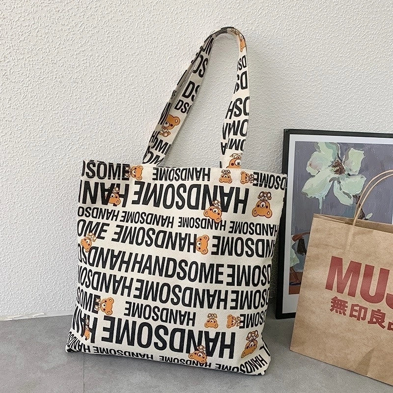 Women's Large Canvas Color Block Streetwear Square Zipper Shoulder Bag