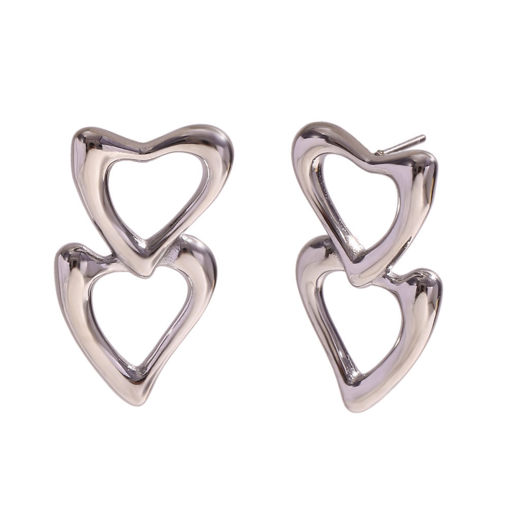 Fashion Petal Geometric Flower Stainless Steel 18K Gold Plated Earrings