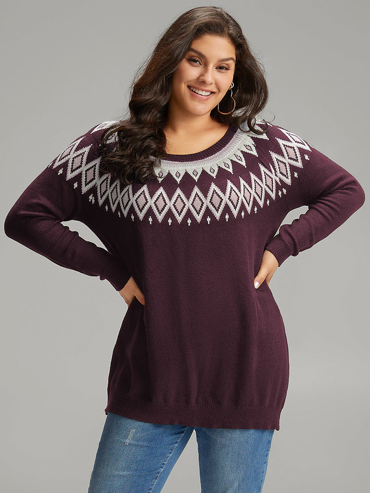 Supersoft Essentials Geo Contrast Raglan Sleeve Pullover