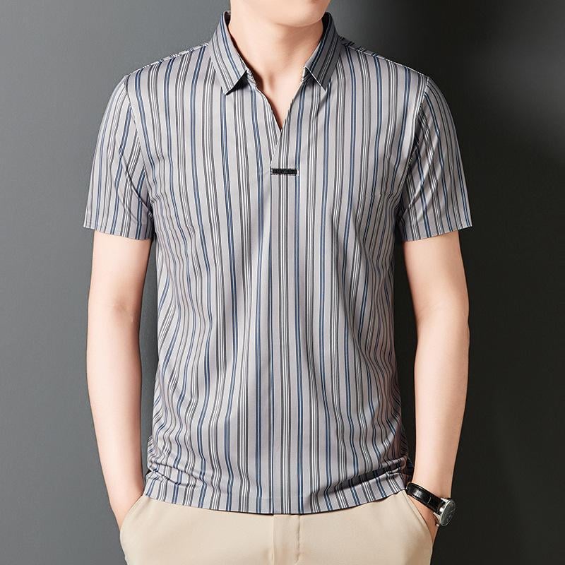 Men's Summer Striped Short Sleeve Shirt(49% OFF)