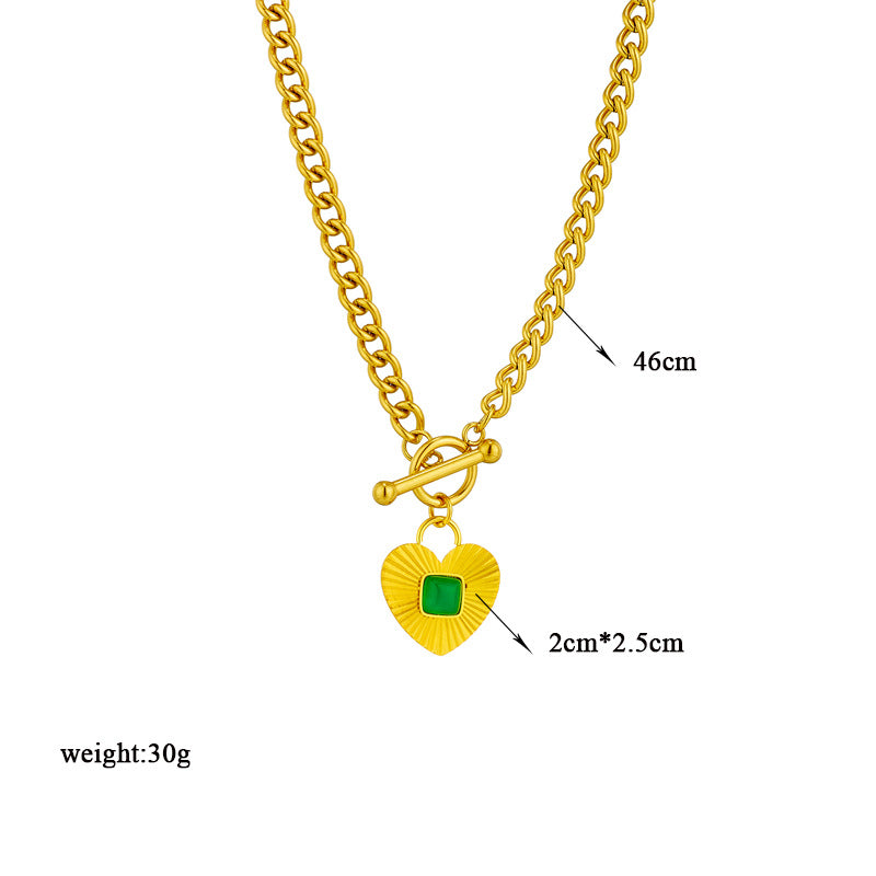 Fashion Women Heart Chain Titanium Steel Electroplating Jewelry Sets