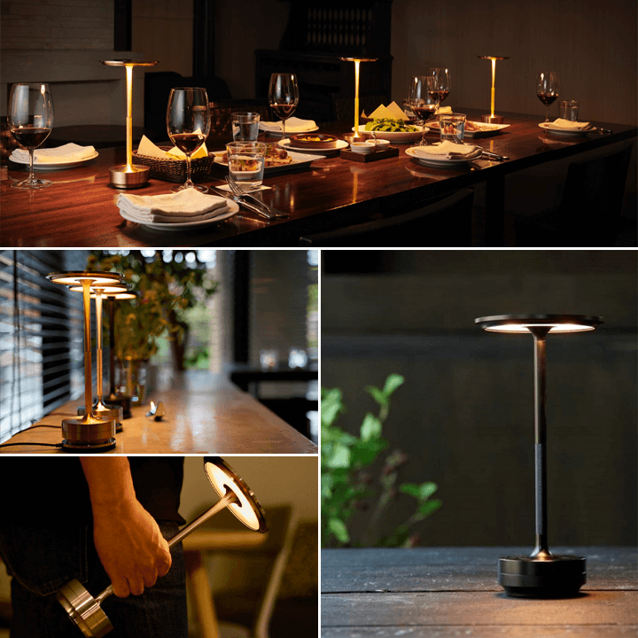 Cordless metal table lamp - dimmable and rechargeable desk lamp