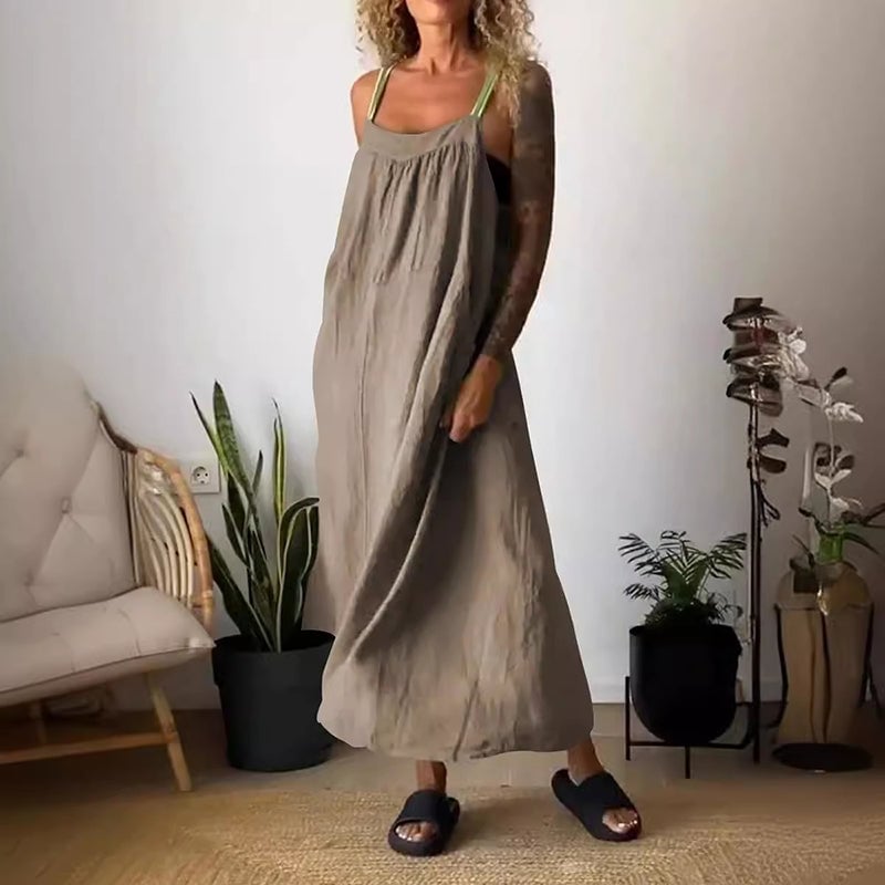 Women's Simple Cotton Linen Sling Dress🔥Free Shipping