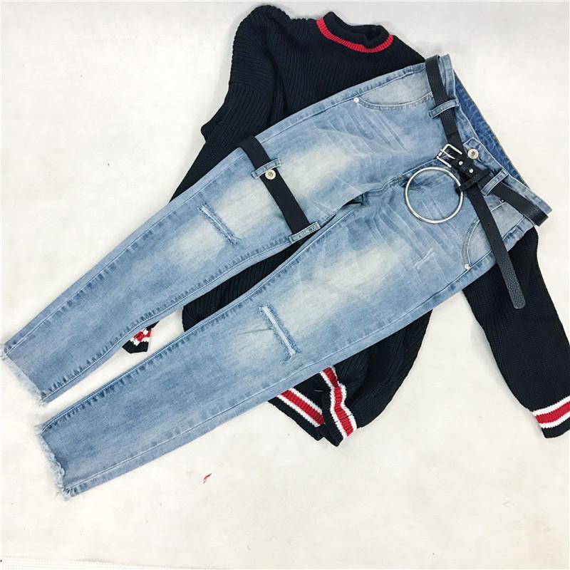 Strapped Steel Ring Jeans