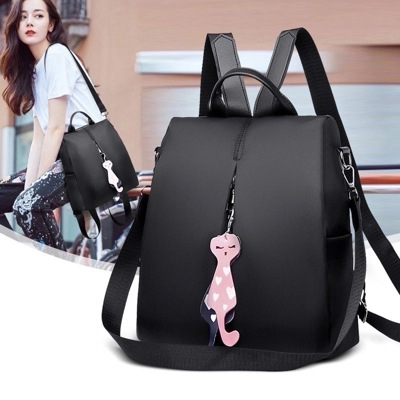 Women's Medium All Seasons Oxford Cloth Solid Color Fashion Square Zipper Fashion Backpack