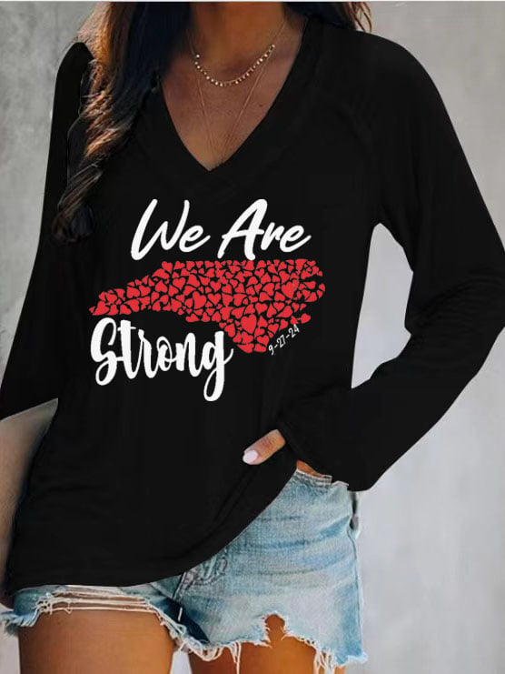 Women's North Carolina We Are Strong Print V-Neck T-Shirt