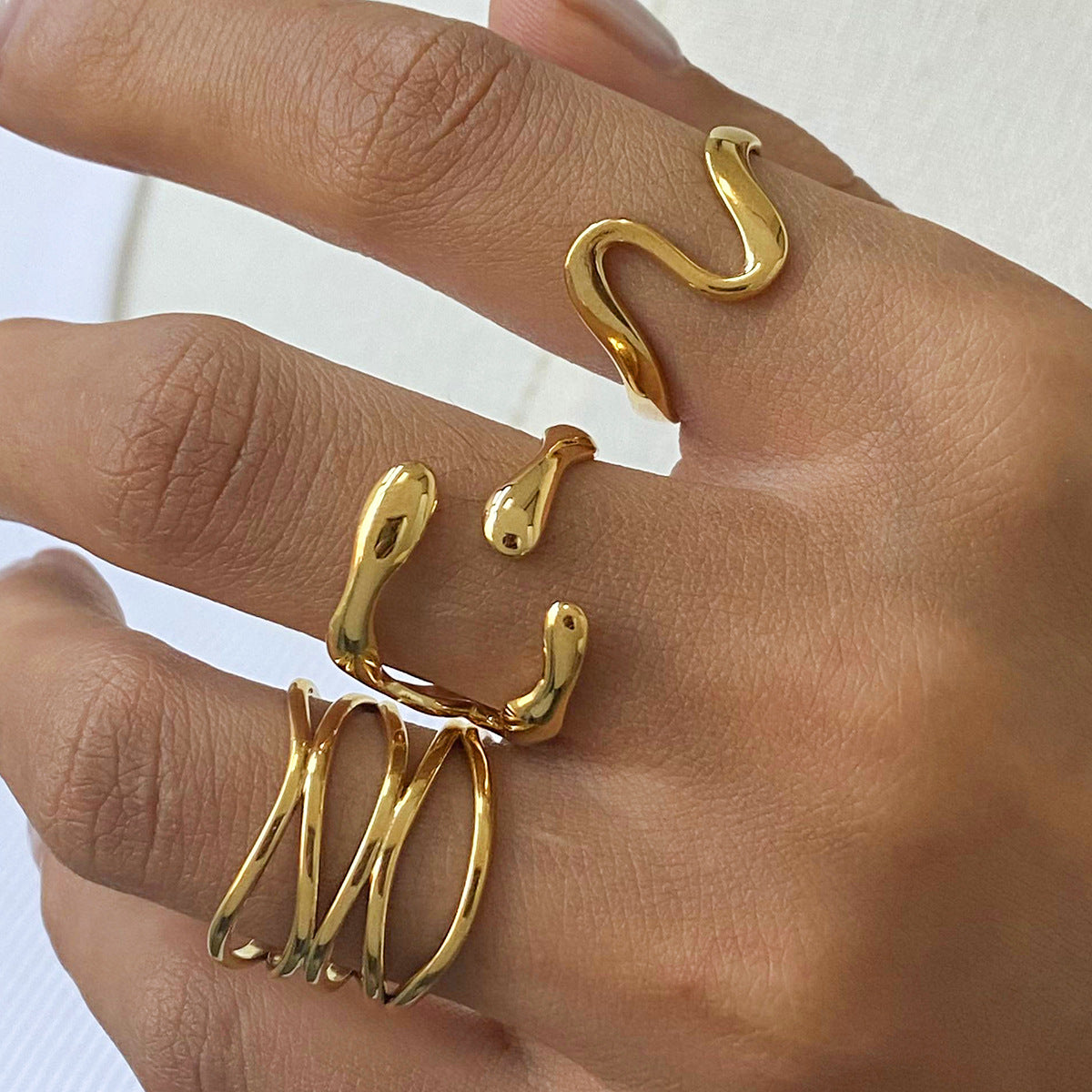 Open Ring Titanium Steel Female 18K Gold Plated Ring Design Niche Accessories Female
