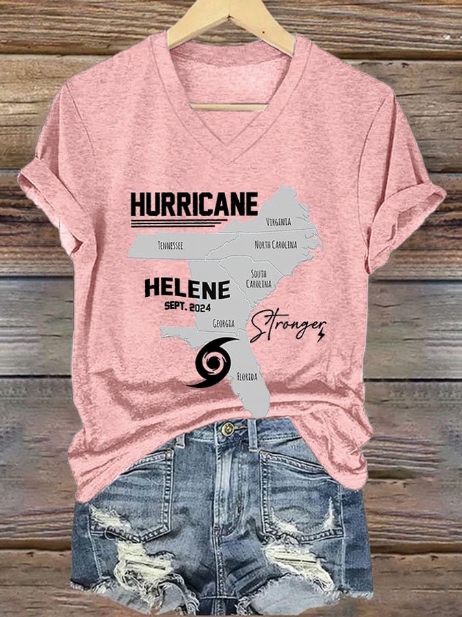 Women's Hurricane Helene Strong Print Casual T-Shirt