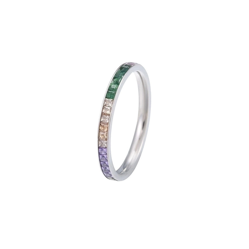 Minimalist Round 304 Stainless Steel Zircon White Gold Plated Gold Plated Plating Inlay Rings