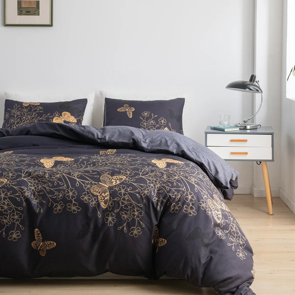Midnight Butterfly Quilt Cover | 3pcs Set