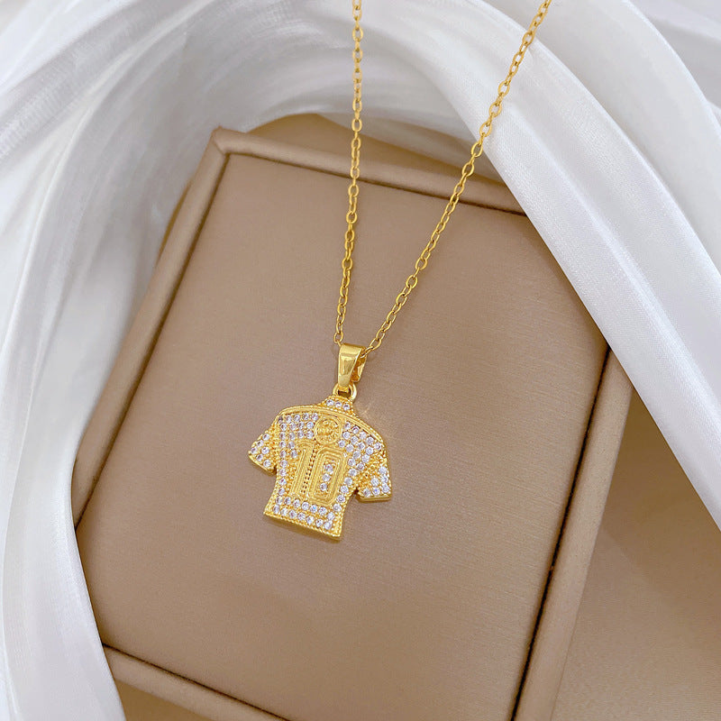 No. 10 Jersey Personalized Gorgeous Full Diamond Necklace Women'S Versatile Clavicle Chain Titanium Steel Chain