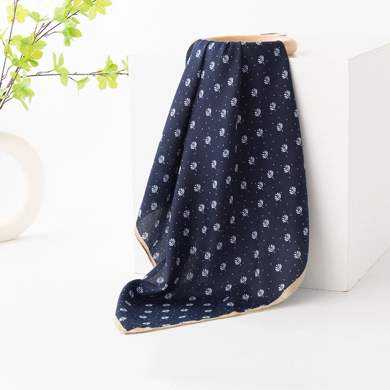 Women's Retro Plaid Flower Satin Silk Scarf
