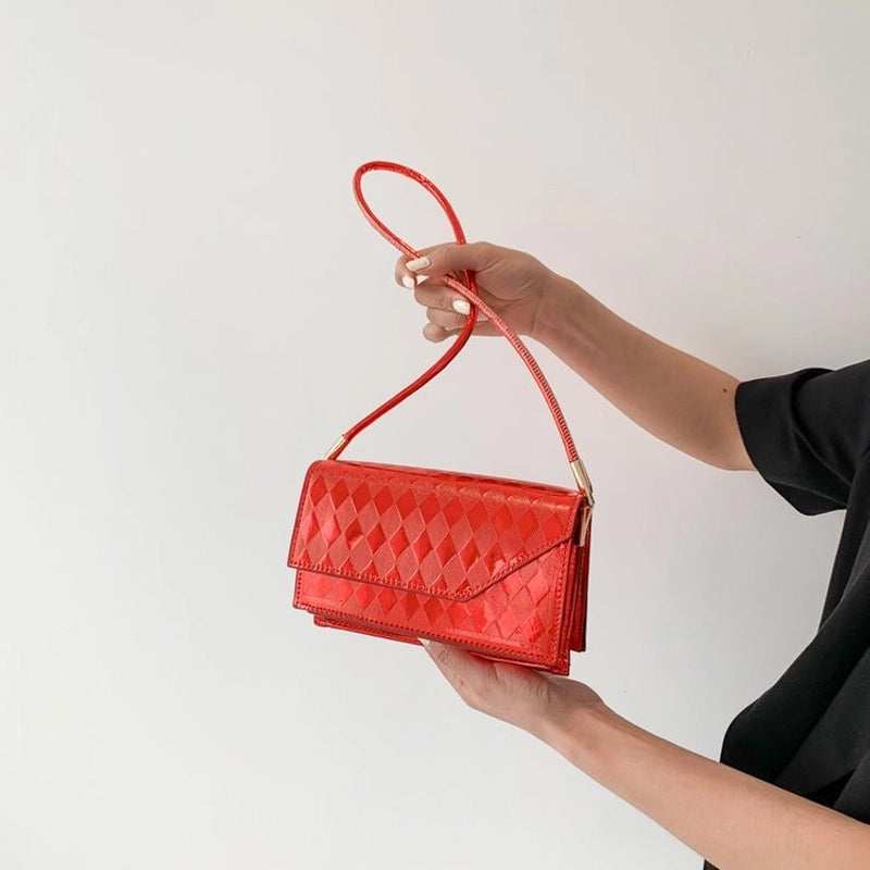 Women's Medium Pu Leather Solid Color Basic Flip Cover Square Bag