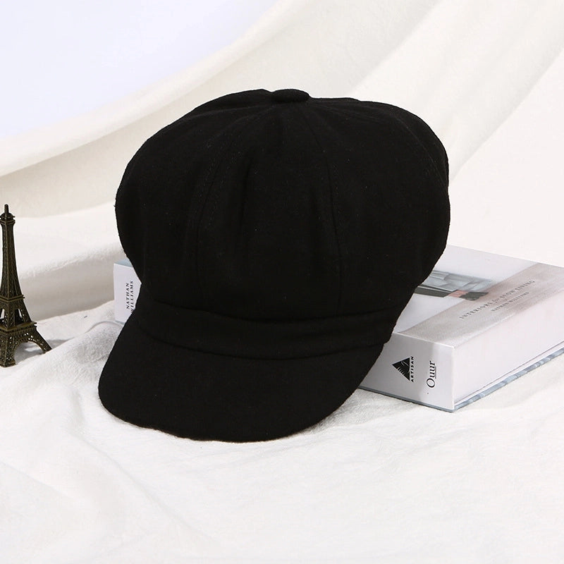 Hat Women's Autumn And Winter British Retro Painter Octagonal Hat Japanese Internet Celebrity Versatile Korean Style Street Fashion Peaked Beret