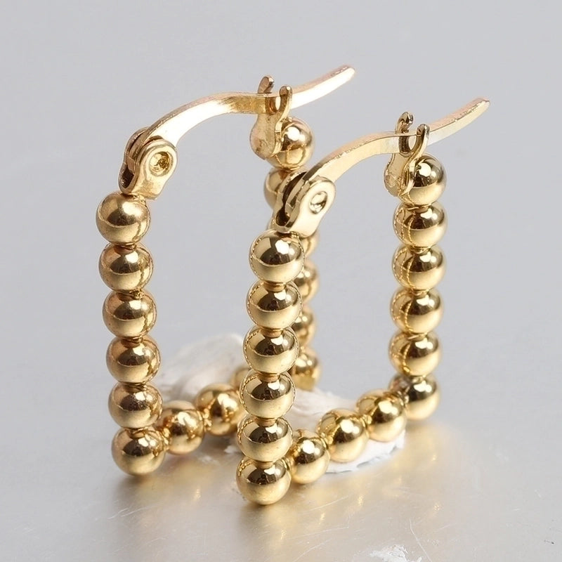 1 Pair Minimalist Geometric Solid Color Plating Stainless Steel Hoop Earrings