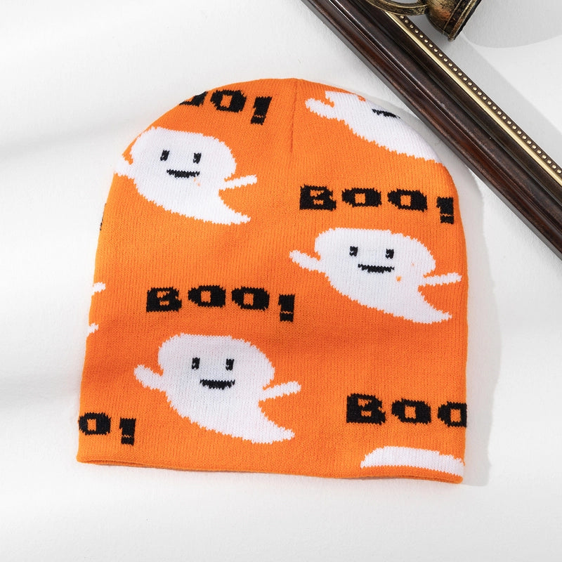 Unisex Retro Funny Halloween Pattern Ghost Wool Cap