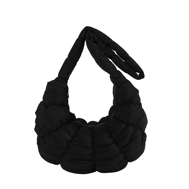 Women's Medium Nylon Solid Color Streetwear Zipper Cloud Shape Bag