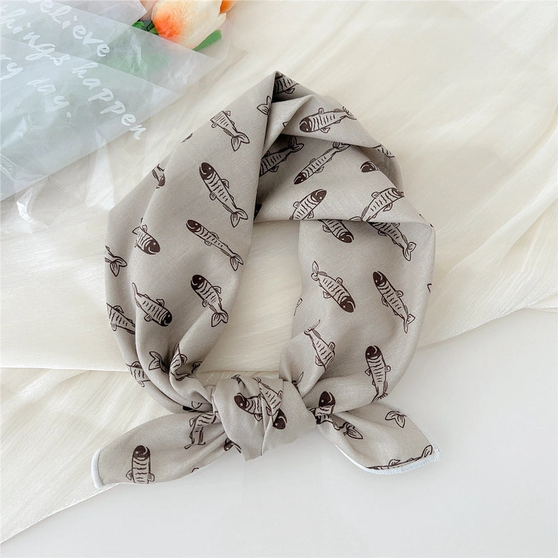 Women's Elegant Sweet Ditsy Floral Polka Dots Heart Shape Polyester Silk Scarf