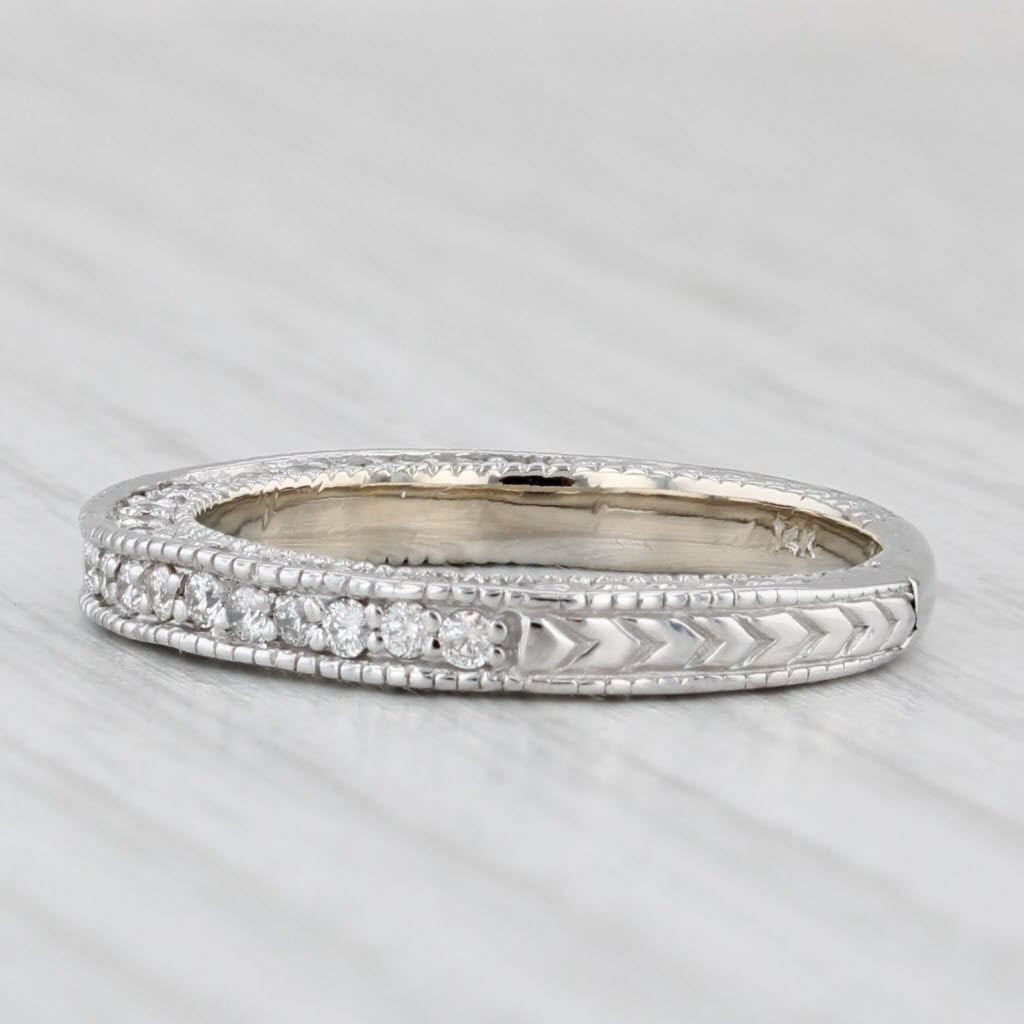 0.32ctw Diamond Wedding Band 14k White Gold Size 6 Stackable Wedding Band