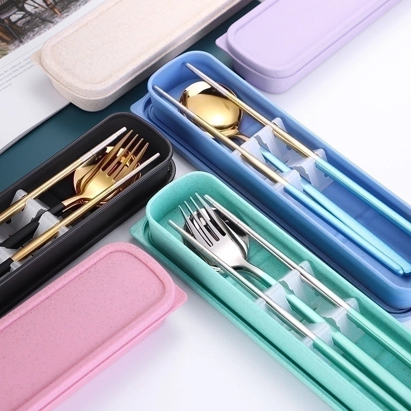 Fashion Solid Color Stainless Steel Tableware 1 Set