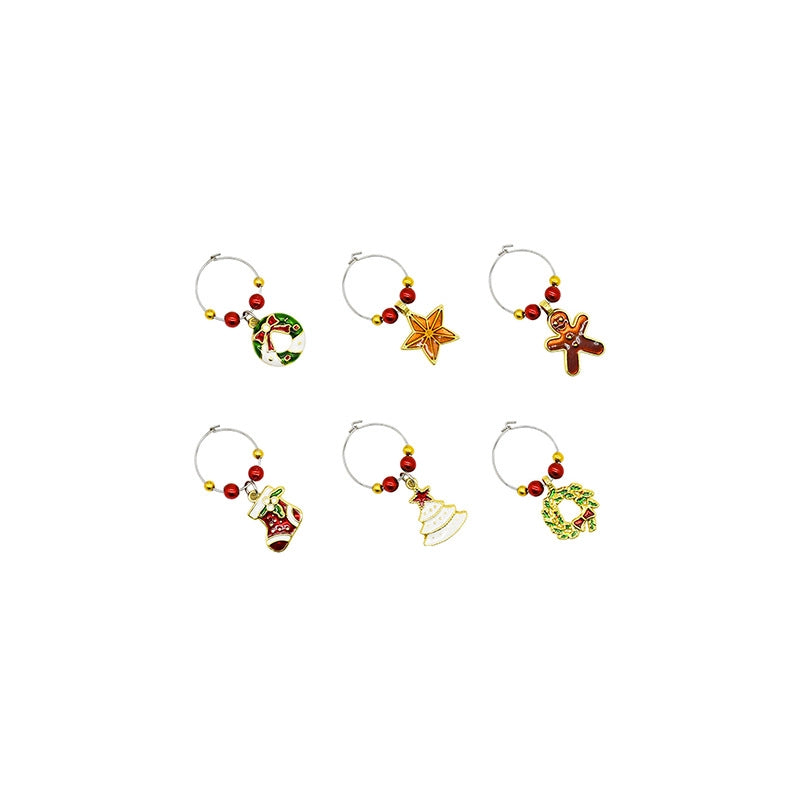 Christmas Minimalist Classic Style Christmas Tree Wreath Bell Iron Holiday Festival Wine Cup Ring Tableware