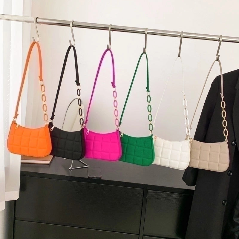 Women's Woolen Solid Color Basic Vintage Style Square Zipper Shoulder Bag Crossbody Bag