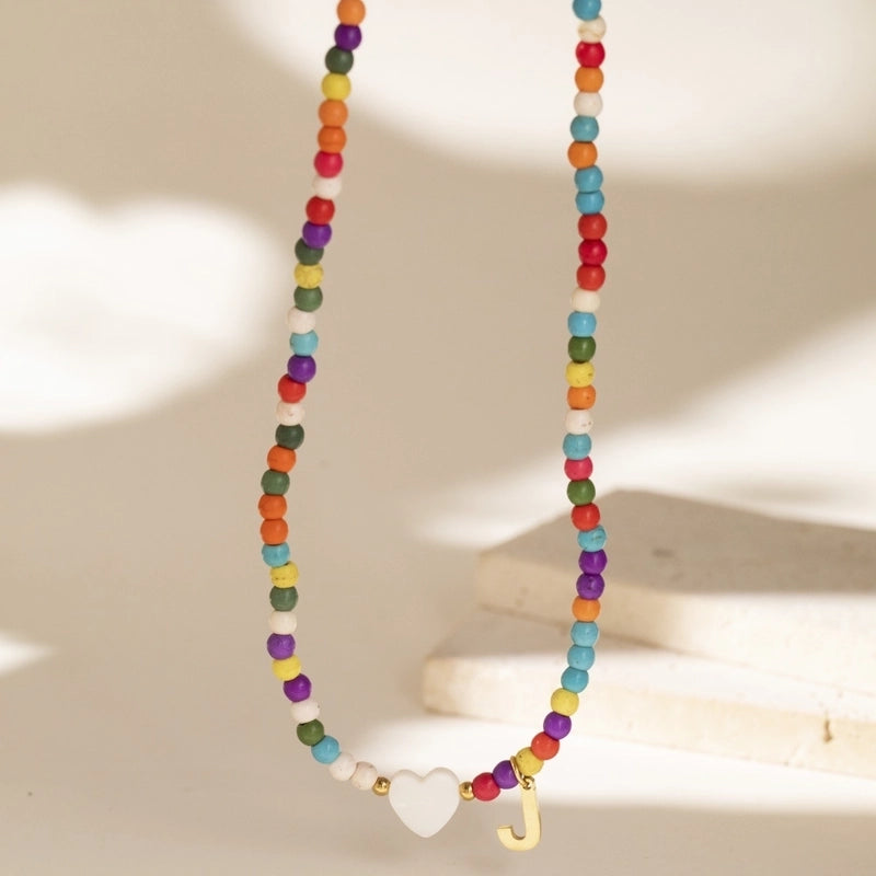 Cute Geometric 304 Stainless Steel Beaded Chain Pendant Necklace