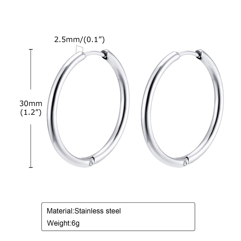 1 Pair Minimalist Solid Color Plating 304 Stainless Steel Hoop Earrings