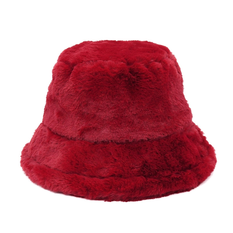 Autumn And Winter Hat Women's New Rabbit Velvet Fisherman Hat Solid Color Candy Color Warm Thick Plush Basin Hat Japanese Fashion