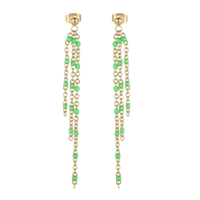 1 Pair Modern Style Tassel Plating Chain Stainless Steel 18K Gold Plated Drop Earrings