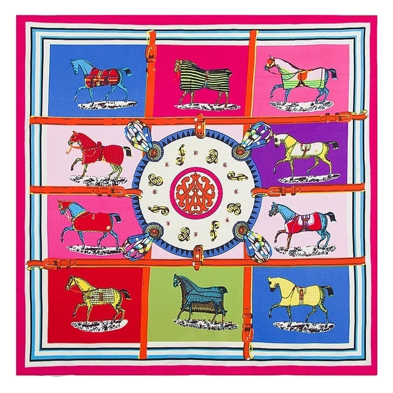 Ladies New 60cm Simulation Silk Twill Silk Carriage Flower Square Scarf