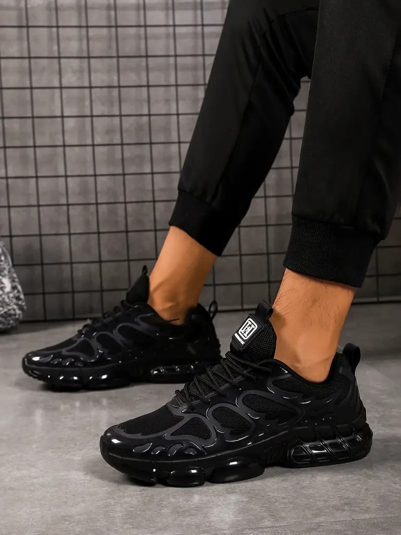 Men'S Lightweight Breathable Running Shoes - Low-Top Sneakers with Cushioned Midsole, Non-Slip Rubber Outsole for Gym, Jogging, Everyday - Black Sneakers - Lace-Up Closure for Secure Fit - Ideal for Beginners & Advanced Athletes, Gym Footwear, Sleek Desig