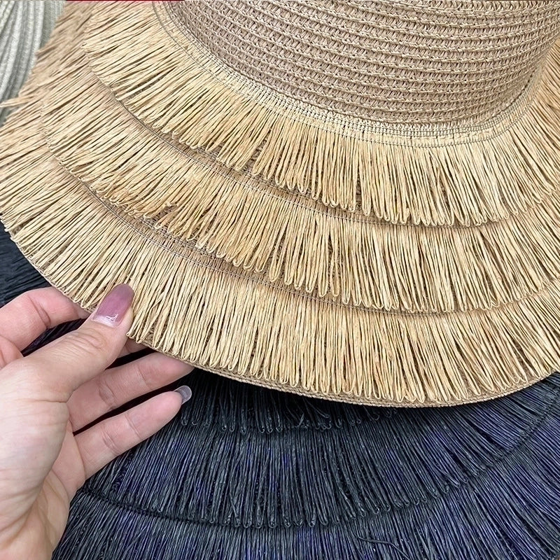 Summer Color Hand-woven Visor Straw Hat Wide Brim Hat