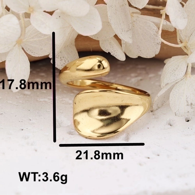 Princess Minimalist Solid Color 302 Stainless Steel 18K Gold Plated Rings