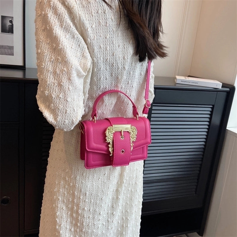 Women's Medium Pu Leather Solid Color Streetwear Square Magnetic Buckle Shoulder Bag Handbag Crossbody Bag