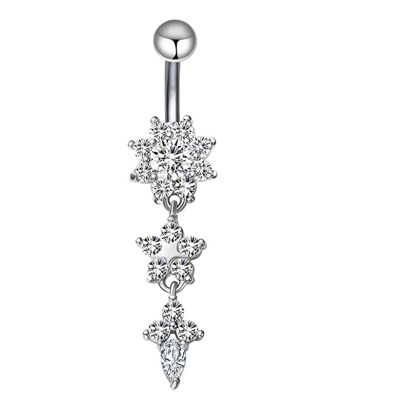 Minimalist Heart Shape Bow Knot Stainless Steel Plating Zircon Belly Ring 1 Piece
