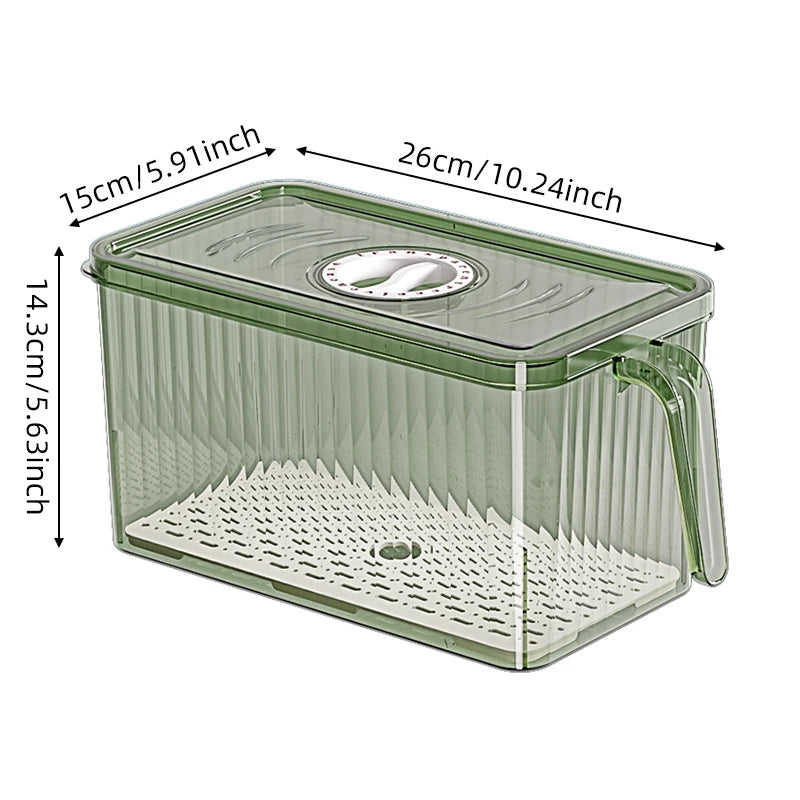 COMPACT ACRYLIC FRIDGE ORGANIZER WITH HANDLE – DURABLE & REUSABLE FOR FRUITS & VEGGIES