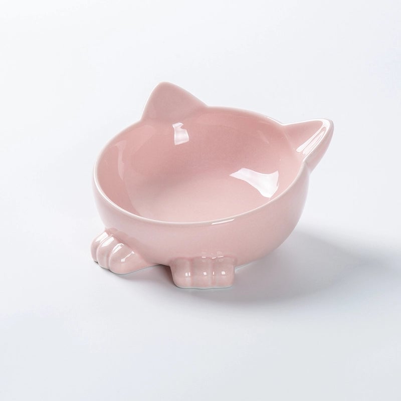 Cat Bowl Ceramic Goblet Pet Bowl Oblique Mouth Cat Bowl Animal Easy Cleaning Cute Ceramic Pet Food Bowl